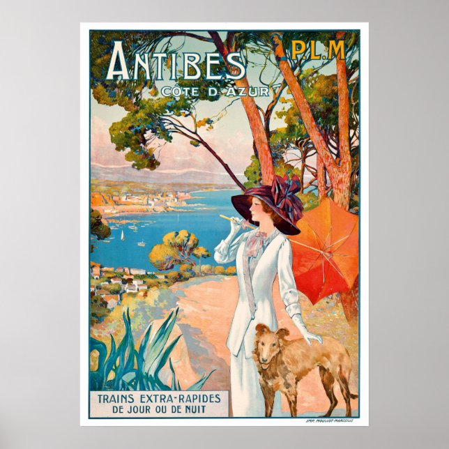 Poster Vintage voyage - Côte d'Azur - Antibes France (Devant)