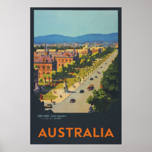 Poster Vintage voyage d'Adelaide Australie
