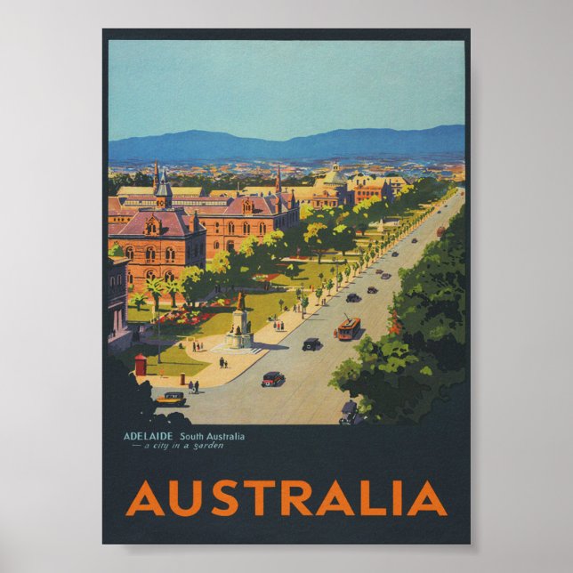 Poster Vintage voyage d'Adelaide Australie (Devant)