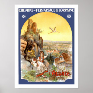 Poster Vintage voyage d'Alsace France