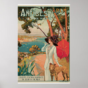 Poster Vintage voyage d'Antibes, France