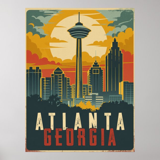 Poster Vintage voyage d'Atlanta, Géorgie (Devant)