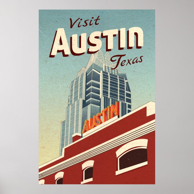 Poster Vintage voyage d'Austin Texas (Devant)