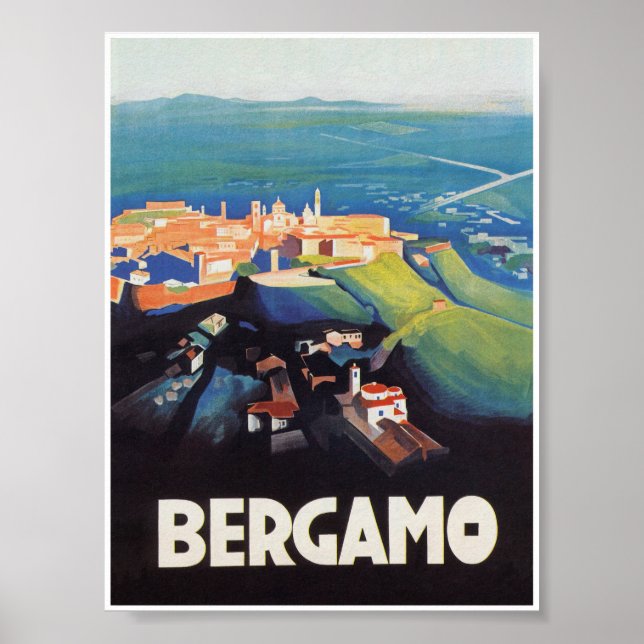 Poster Vintage voyage de Bergamo Italie (Devant)