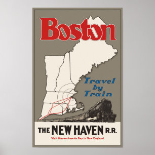 Poster Vintage voyage de Boston