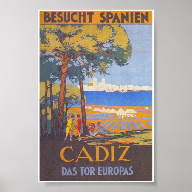 Poster Vintage voyage de Cadiz Espagne (Devant)