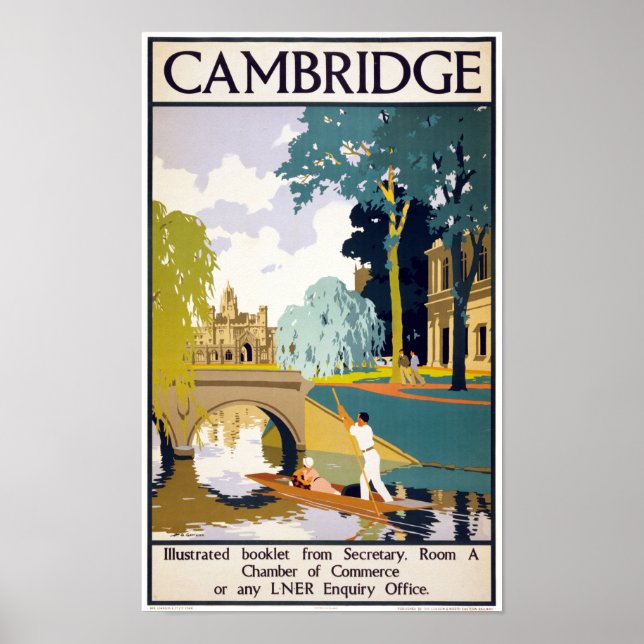 Poster Vintage voyage de Cambridge restauré (Devant)