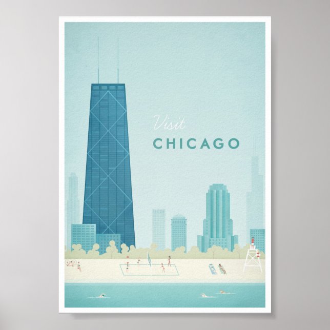 Poster Vintage voyage de Chicago (Devant)