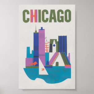 Poster Vintage voyage de Chicago