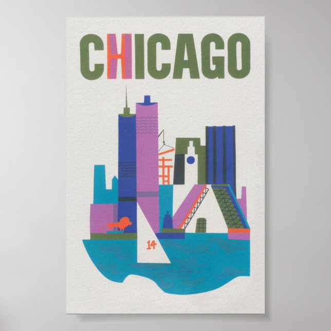 Poster Vintage voyage de Chicago (Devant)