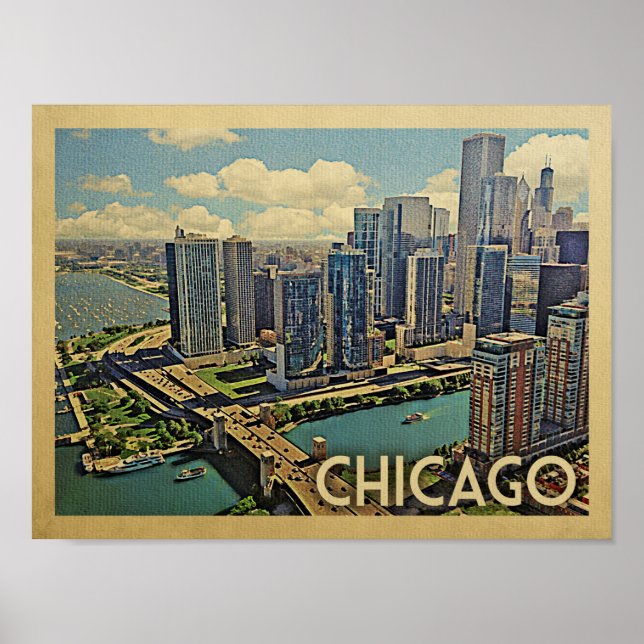 Poster Vintage voyage de Chicago (Devant)
