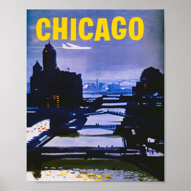 Poster Vintage voyage de Chicago (Devant)