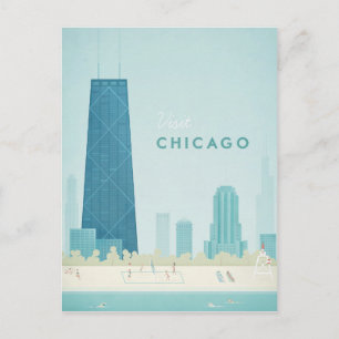 Poster Vintage voyage de Chicago - Carte postale A