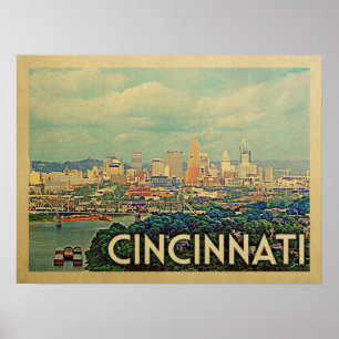 Poster Vintage voyage de Cincinnati Ohio