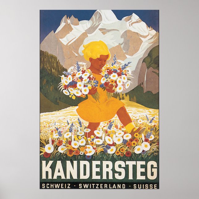Poster Vintage voyage de Kandersteg Suisse (Devant)