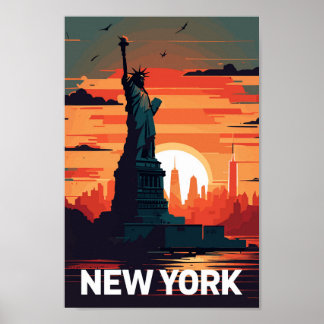 Poster Vintage voyage de la Statue de la Liberté d