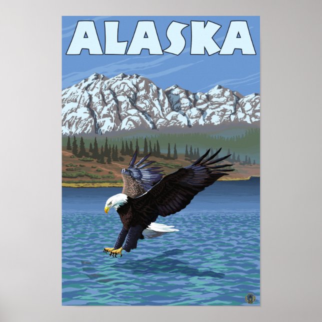 Poster Vintage voyage de l'aigle AlaskaBald (Devant)