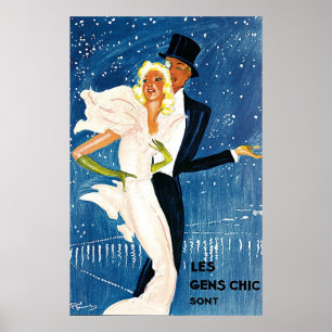 Poster Vintage voyage de L'Hiver Monte Carlo Monaco