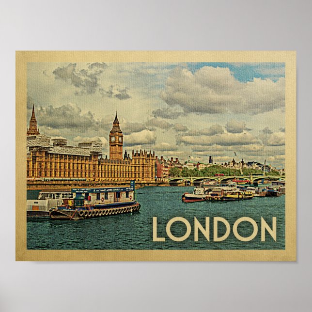 Poster Vintage voyage de Londres (Devant)