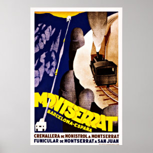 Poster Vintage voyage de Montserrat Barcelone Espana