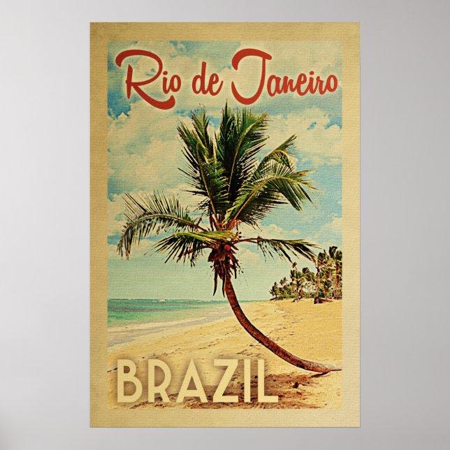 Poster Vintage voyage de palmiers de Rio de Janeiro (Devant)
