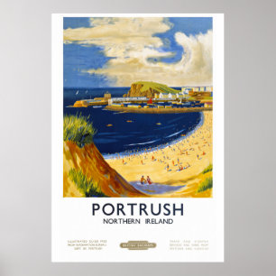 Poster Vintage voyage de Portrush Irlande restauré
