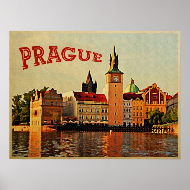 Poster Vintage voyage de Prague (Devant)