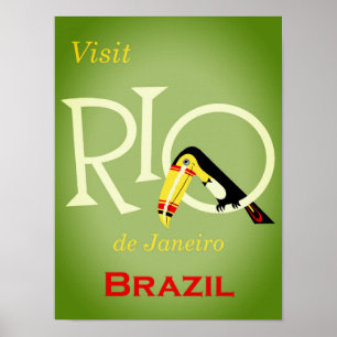 Poster Vintage voyage de Rio de Janeiro Brésil