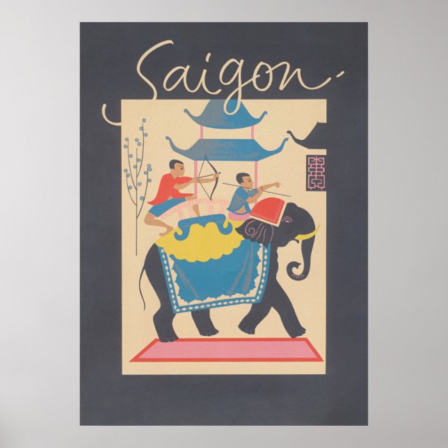 Poster Vintage voyage de Saigon Vietnam (Devant)