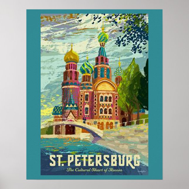 Poster Vintage voyage de Saint-Pétersbourg (Devant)