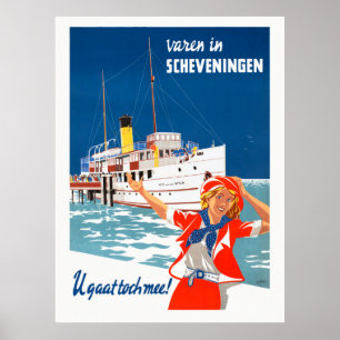 Poster Vintage voyage de Scheveningen Pays-Bas