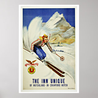 Poster Vintage voyage de ski des stations uniques