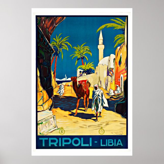 Poster Vintage voyage de Tripoli Libye (Devant)