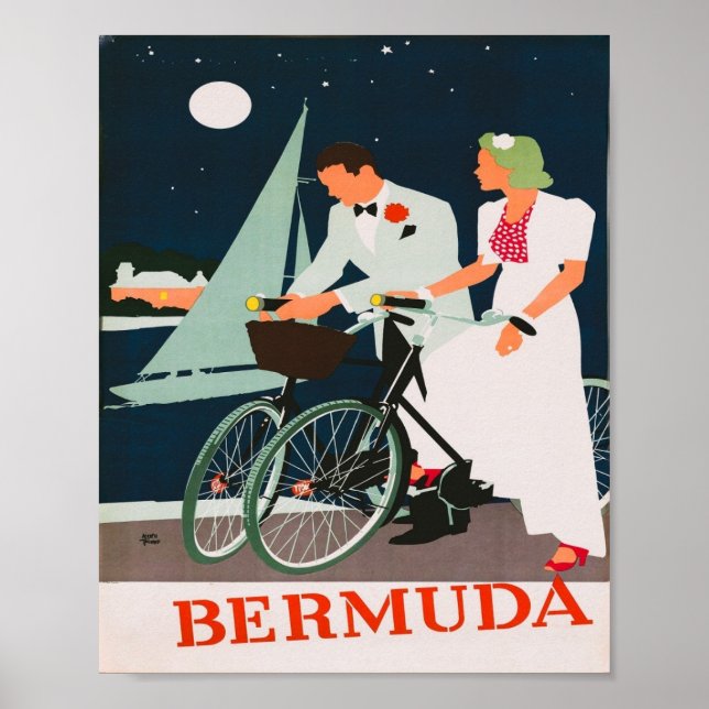 Poster Vintage voyage des Bermudes (Devant)