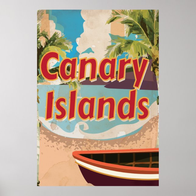 Poster Vintage voyage des îles Canaries (Devant)