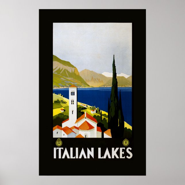 Poster Vintage voyage des lacs italiens (Devant)