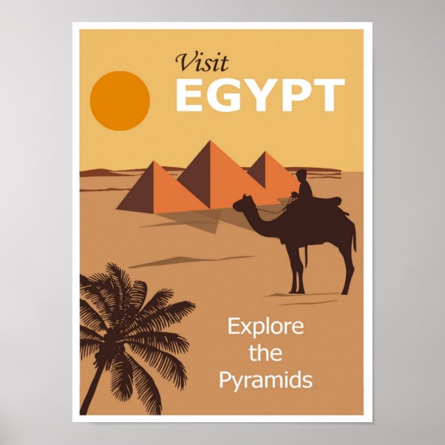 Poster Vintage voyage des pyramides égyptiennes (Devant)