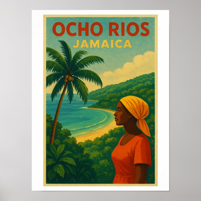 Poster Vintage voyage d'Ocho Rios - Jamaïque (Devant)