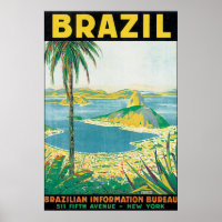 Poster Vintage voyage du Brésil