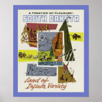 Poster Vintage voyage du Dakota du Sud
