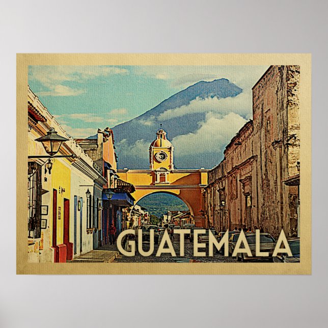 Poster Vintage voyage du Guatemala (Devant)