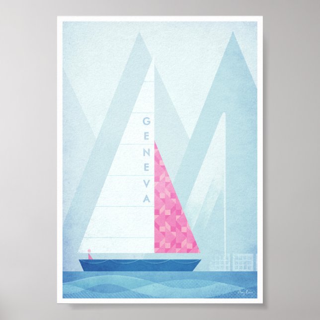 Poster Vintage voyage du lac Léman (Devant)