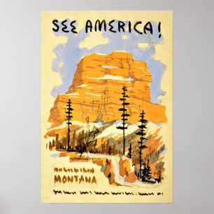 Poster Vintage voyage du Montana Amérique
