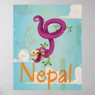 Poster Vintage voyage du Népal