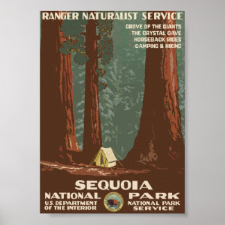 Poster Vintage voyage du parc national de Sequoia