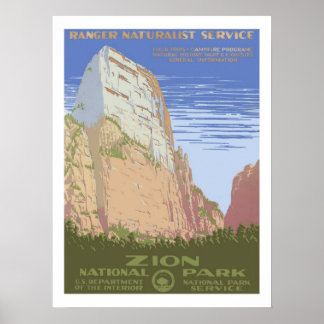 Poster Vintage voyage du parc national de Zion