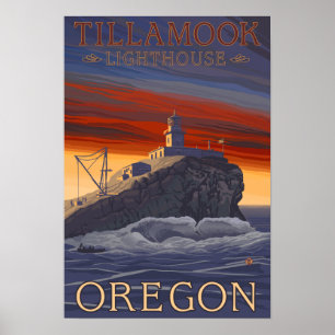 Poster Vintage voyage du phare de Tillamook