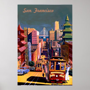 Poster Vintage voyage du téléphérique de San Fr