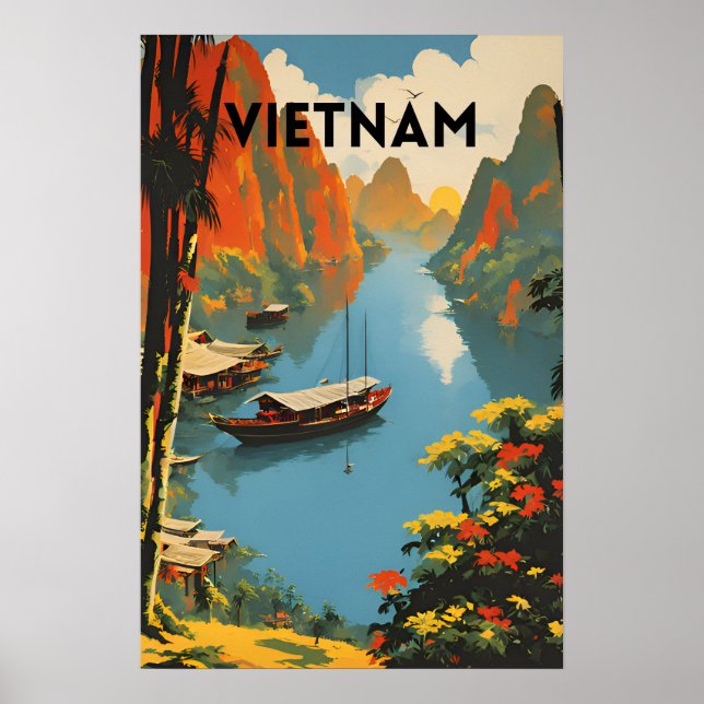 Poster Vintage voyage du Vietnam (Devant)