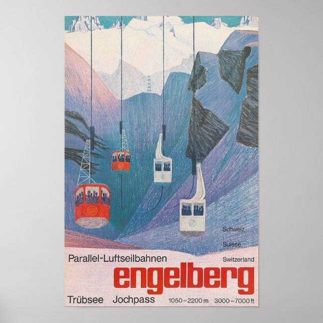 Poster Vintage voyage Engelberg Suisse (Devant)
